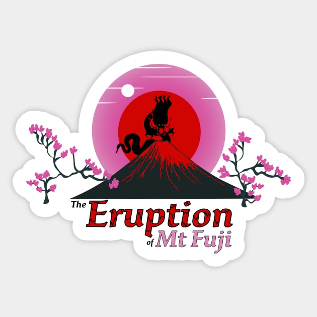 Japanese Monster Movie Eruption of Mount Fuji Sticker by Cosmic-Fandom